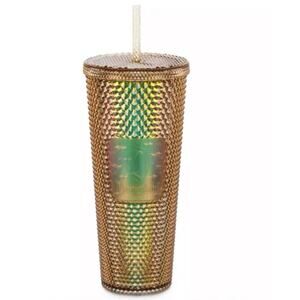 New Disneyland Geometric Studded Starbucks Tumbler with Straw – Gold